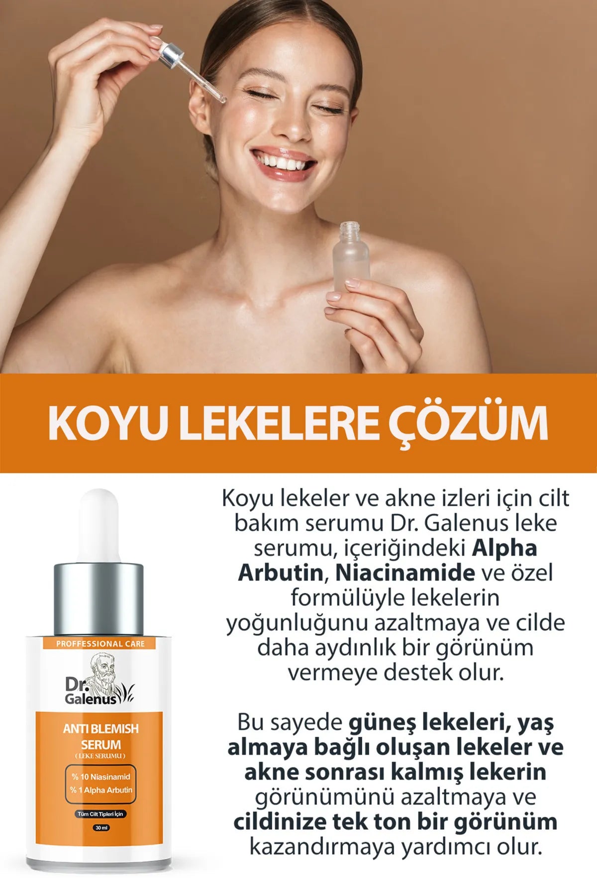 Leke - Ben ve Çil Karşıtı Ve Ton Eşitleyici Bakım Serumu Yüz Leke Giderici Serum